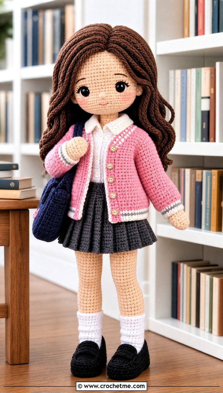 Amigurumi Varsity Cardigan With Pleated Skirt - 25 amigurumi outfits ideas