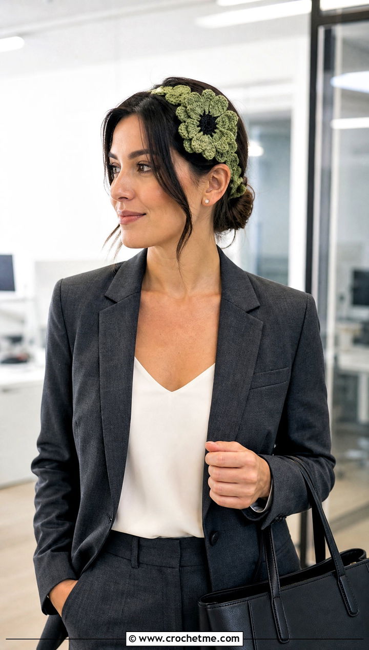 Anemone Flower Crochet Mermaid Headband With Trouser Suit - 20 Crochet Mermaid Headband outfit ideas