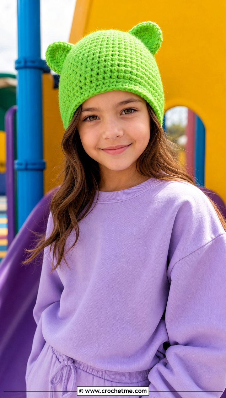 Animal Ear Crochet Hat With Sweatshirt Set - 15 Childs Crochet Hat outfit ideas