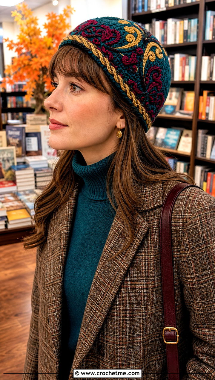 Anna Coronation Beanie With Plaid Blazer - 25 Crochet Disney Beanie outfit ideas