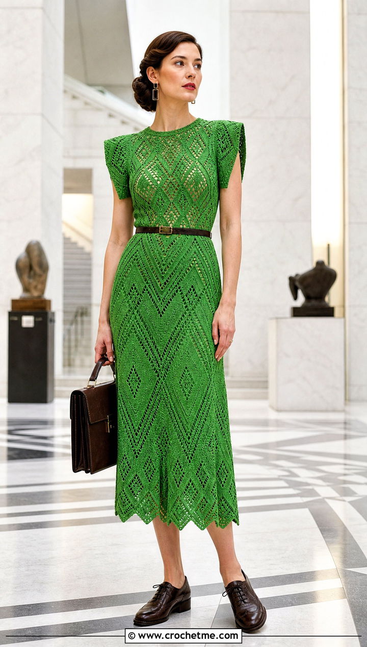 Art Deco Crochet Dress With Oxford Shoes - 20 1930S Crochet Dress outfit ideas