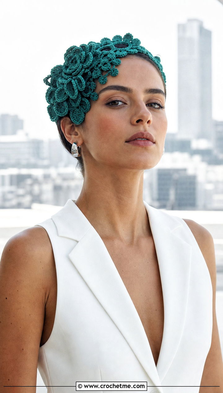 Asymmetric Flower Headband With Vest And Barrel Leg Jeans - 30 crochet headband with flower outfit ideas