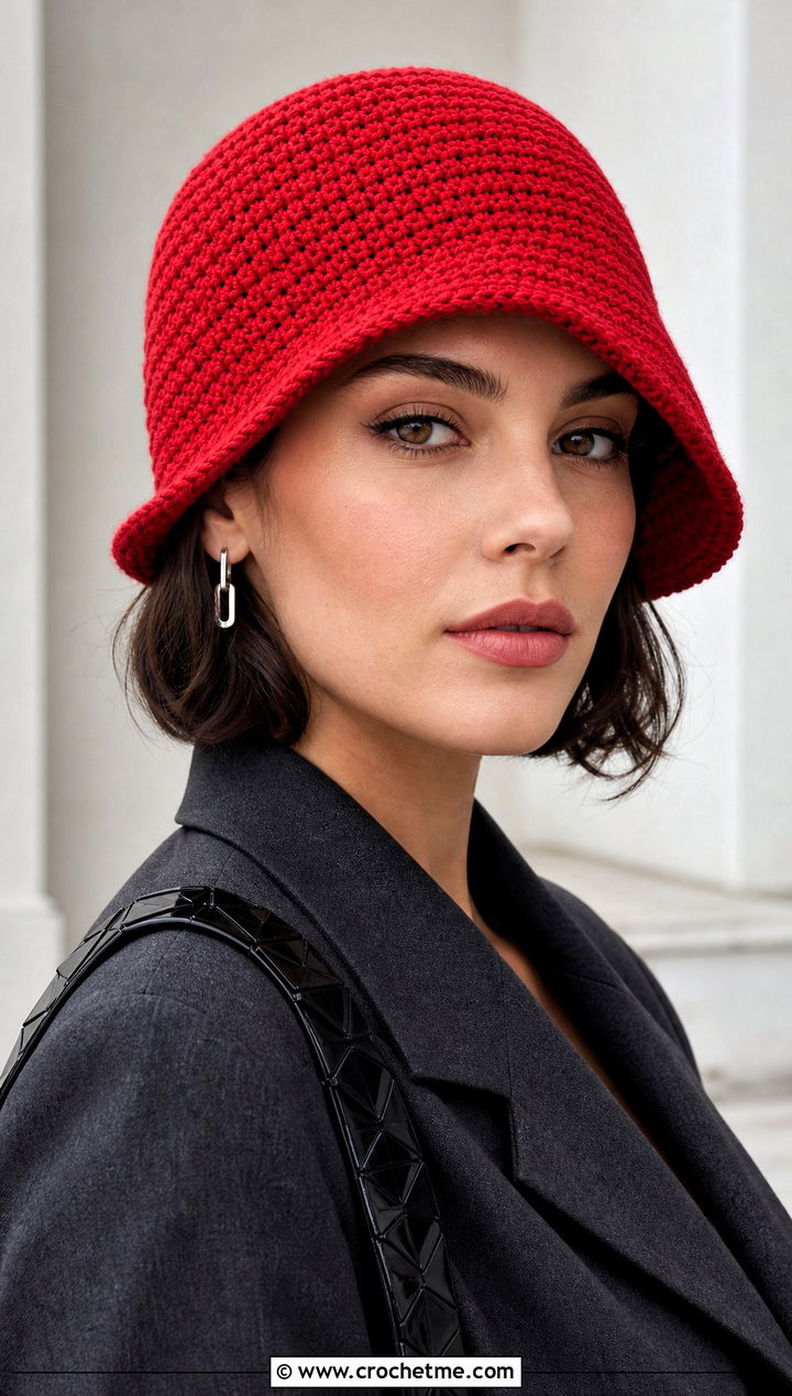 Asymmetrical Brim Crochet Cloche Hat With Blazer Dress - 25 Cloche Crochet Hat outfit ideas