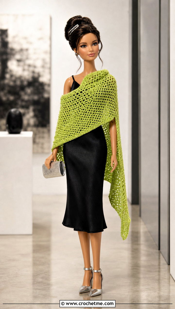 Asymmetrical Crochet Doll Cape With Slip Dress - 25 Crochet Doll Cape outfit ideas