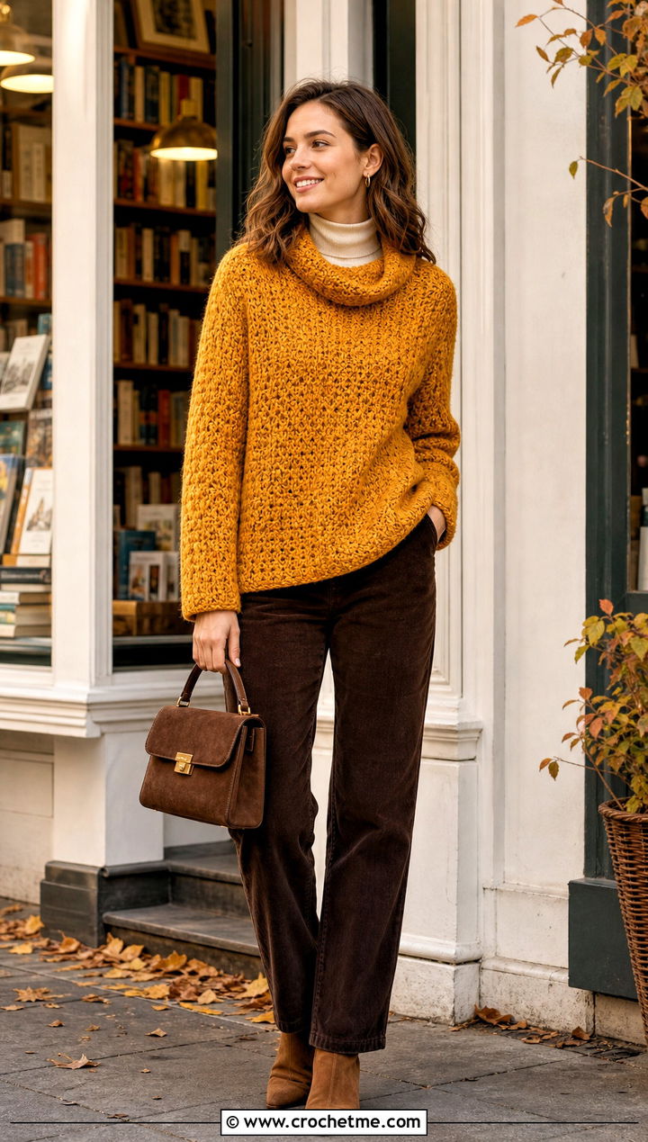 Azel Crochet Pullover With Corduroy Pants - 25 azel crochet pullover outfit ideas