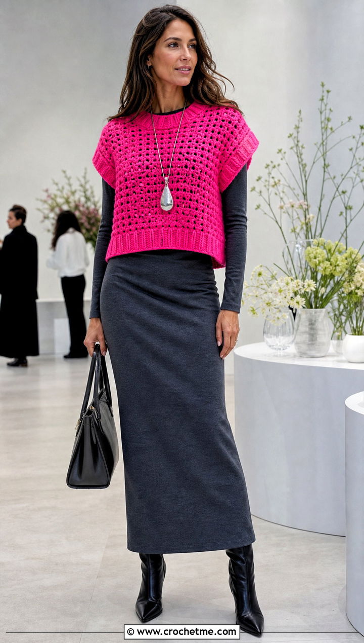 Azel Crochet Pullover With Long Sleeve Maxi Dress - 25 azel crochet pullover outfit ideas
