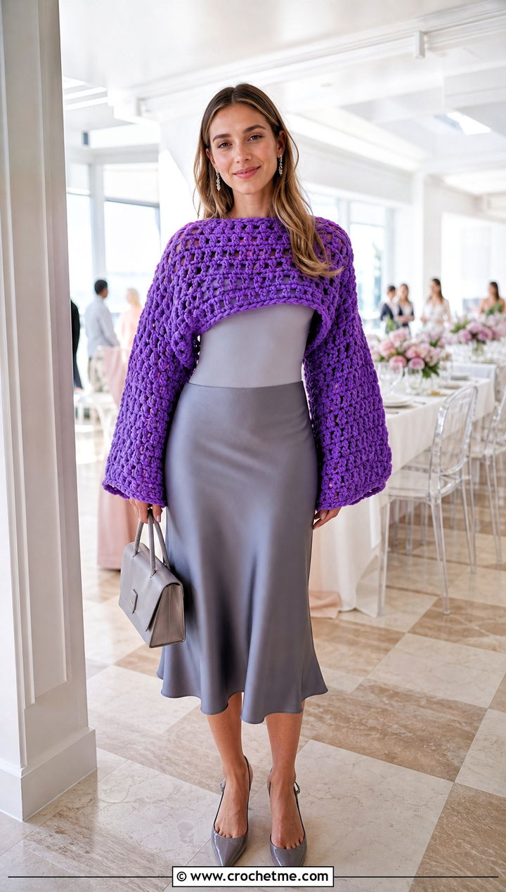 Azel Crochet Pullover With Satin Midi Skirt - 25 azel crochet pullover outfit ideas