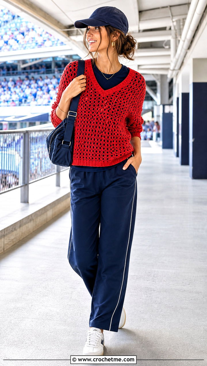 Azel Crochet Pullover With Track Pants - 25 azel crochet pullover outfit ideas
