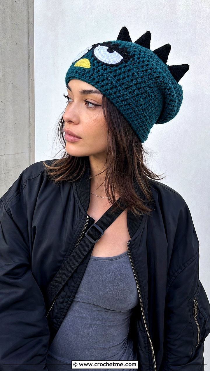 Badtz Maru Slouchy Beanie With Bomber Jacket - 25 sanrio crochet beanie outfit ideas