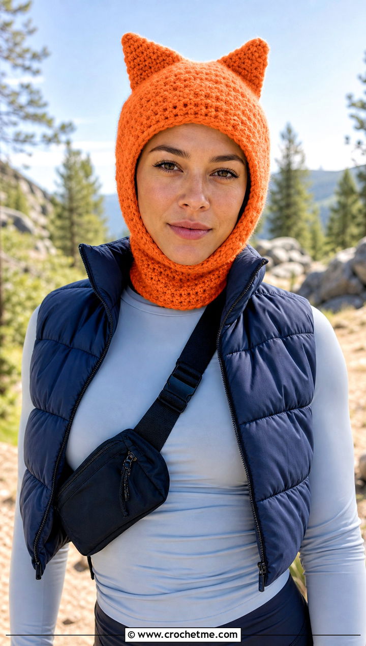 Balaclava Finn Hat With Puffer Vest And Leggings - 30 crochet adventure time finn hat outfit ideas