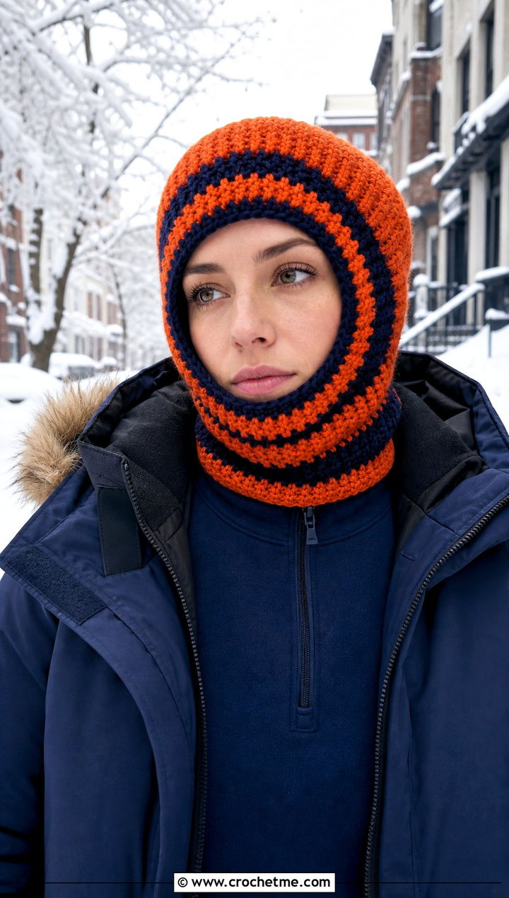 Balaclava Style Clancy Crochet Beanie With Parka And Flared Leggings - 30 clancy beanie crochet outfit ideas