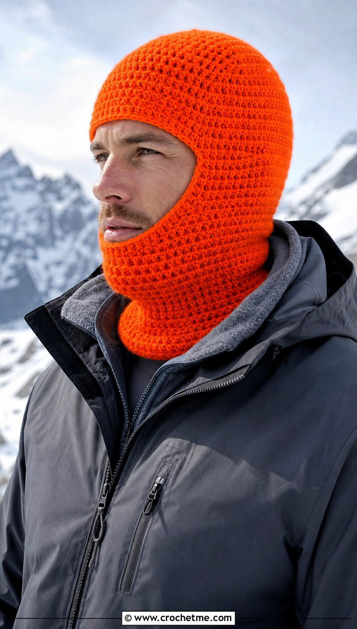 Balaclava Style Crochet Hat With Technical Shell - 30 mens crochet hats men's beanie outfit ideas