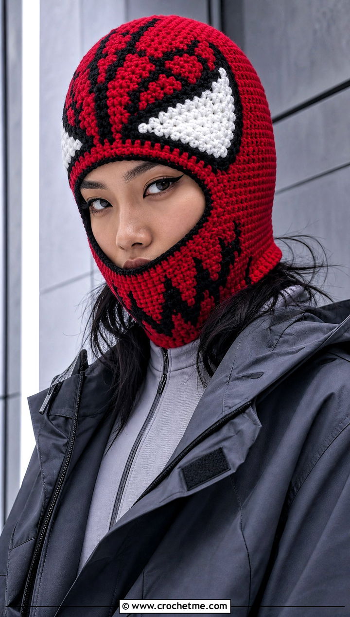 Balaclava Venom Crochet Beanie With Techwear Layers - 25 venom crochet beanie outfit ideas