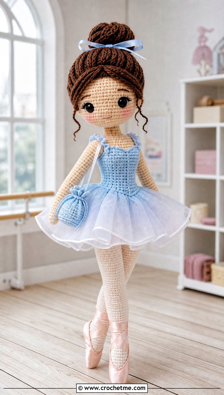 Ballerina Crochet Doll Dress With Satin Slippers - 25 amigurumi crochet doll dress outfit ideas