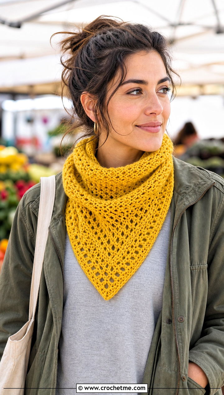 Bandana Cowl With Utility Jacket - 15 Cowls To Crochet outfit ideas