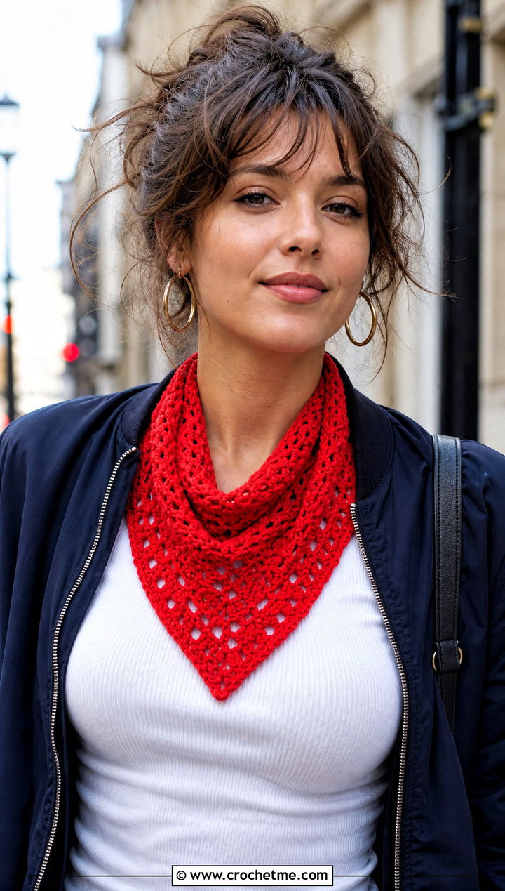 Bandana Crochet Shawl With Bomber Jacket - 25 Crochet For Shawl outfit ideas