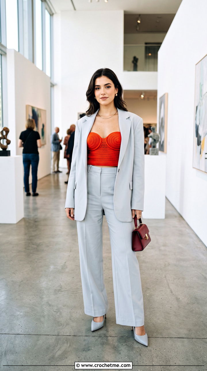 Bandeau Cup Crochet Top With Matching Suit - 35 crochet cup top outfit ideas
