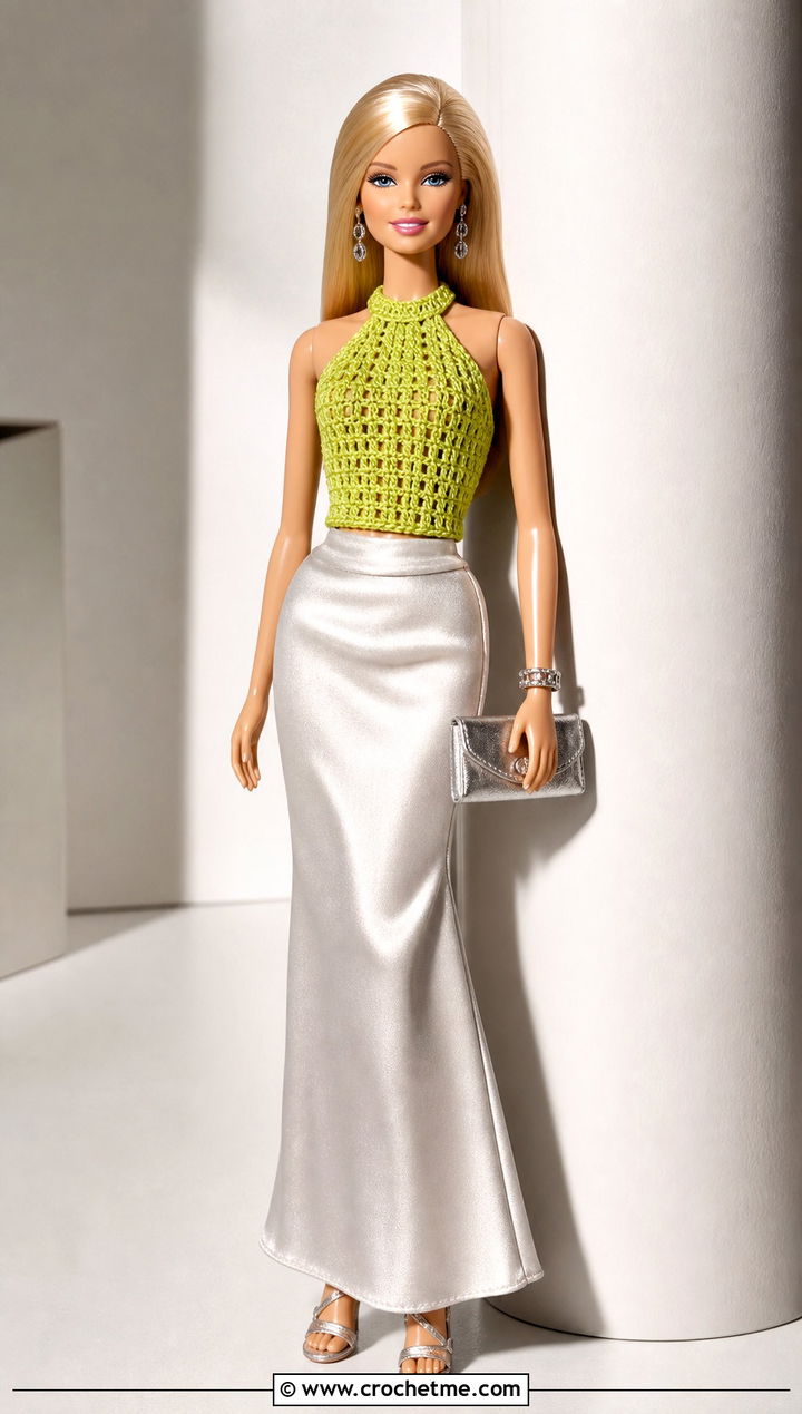 Barbie Doll Crochet Halter Top With Satin Skirt - 25 barbie doll crochet clothes and outfit ideas