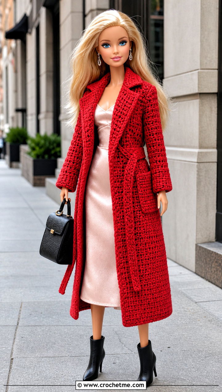 Barbie Doll Crochet Trench Coat With Slip Dress - 25 barbie doll crochet clothes and outfit ideas
