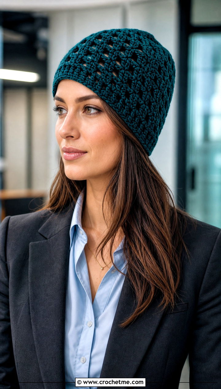 Basic No Pom Vintage Vibes Beanie With Tailored Blazer - 15 Vintage Vibes Beanie By The Crochet Fix outfit ideas