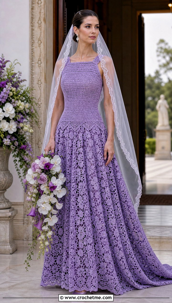 Basque Waist Crochet Wedding Dress - 25 Handmade Crochet Wedding Dress outfit ideas