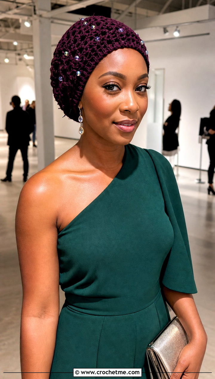 Beaded Crochet Dread Cap With One Shoulder Jumpsuit - 20 Crochet Dread Cap outfit ideas