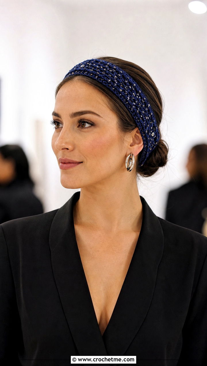 Beaded Crochet Headband With Black Jumpsuit - 30 boho crochet headband outfit ideas