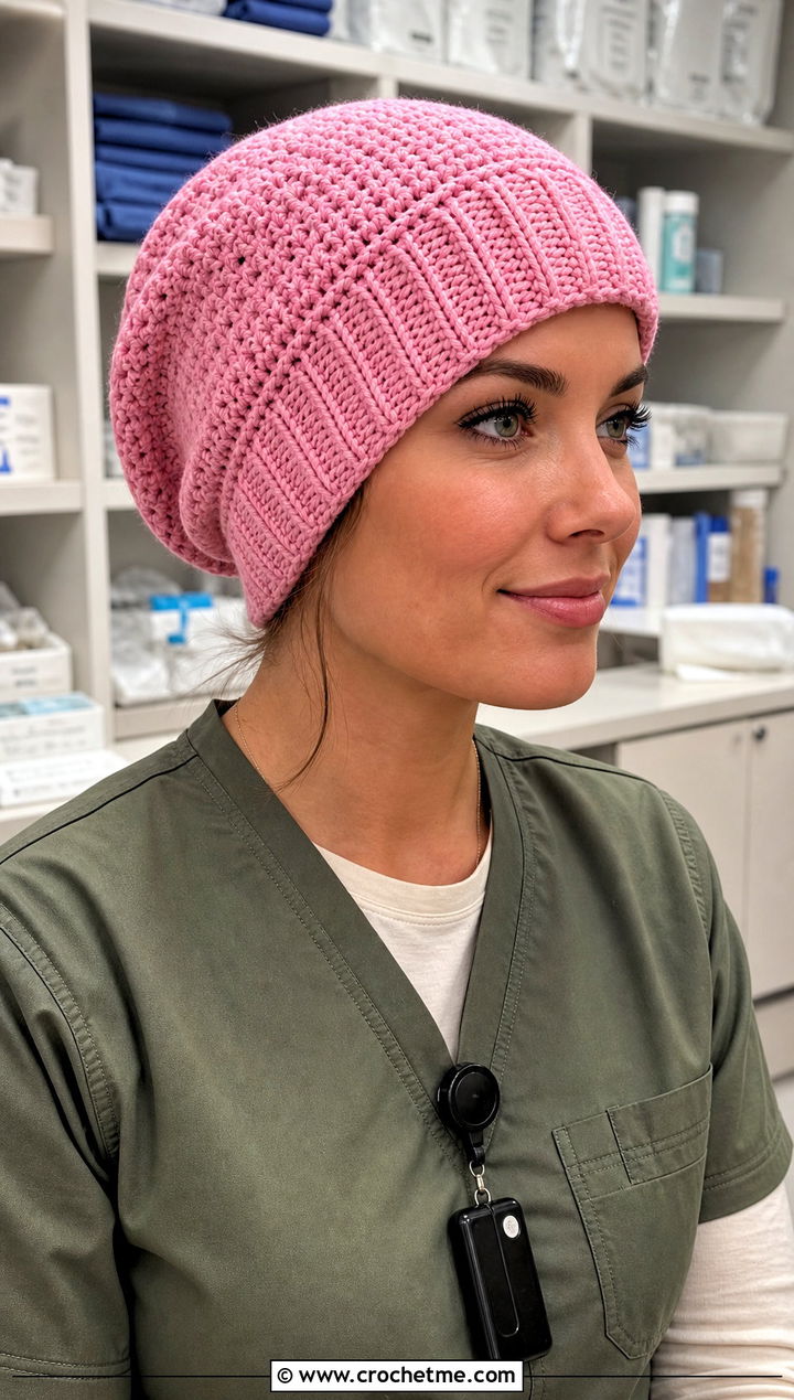Beanie Crochet Scrub Cap With Utility Scrubs - 20 Crochet Scrub Cap outfit ideas
