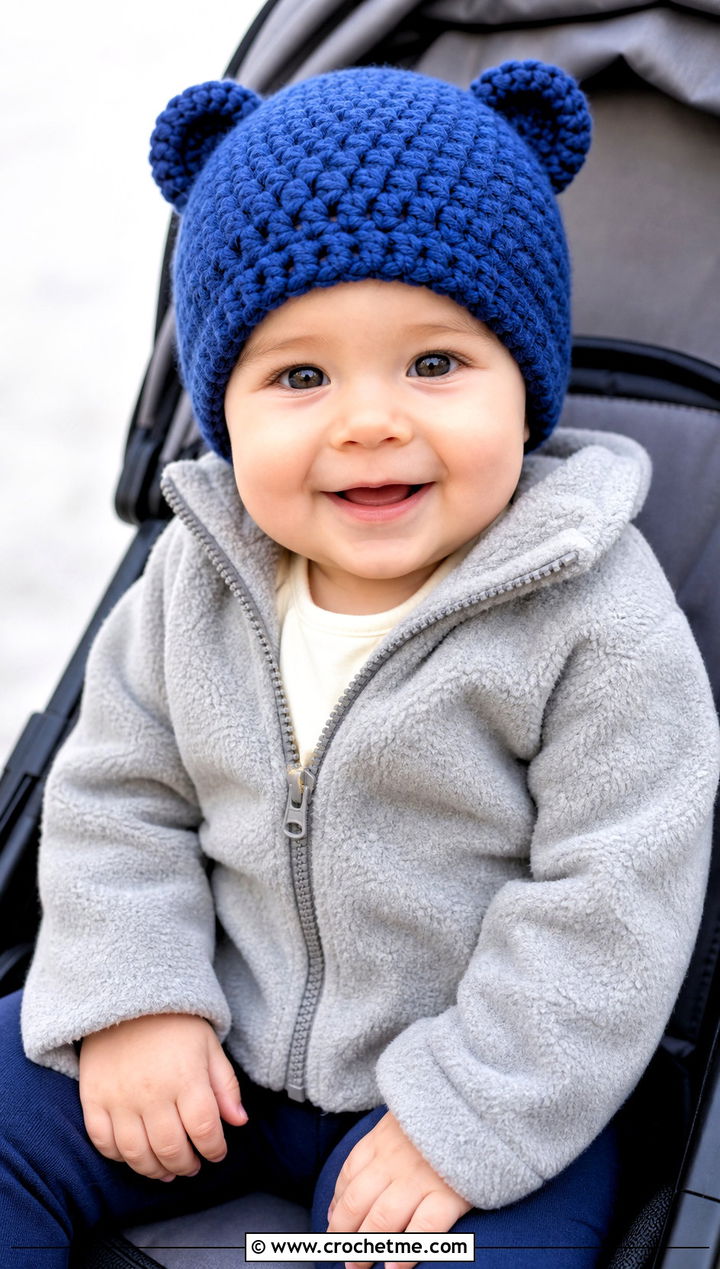 Bear Ear Crochet Beanie With Fleece Jacket - 15 12 month old crochet hat outfit ideas