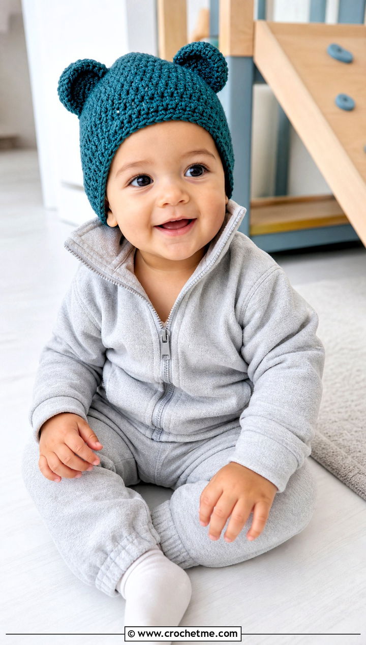 Bear Ear Crochet Hat With Fleece Set - 15 12 Month Crochet Hat outfit ideas