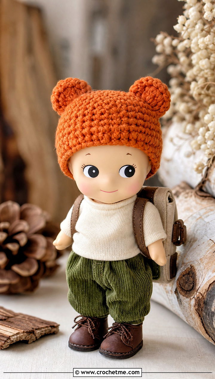 Bear Ear Sonny Angel Crochet Hat With Corduroy Outfit - 30 sonny angel crochet hat outfit ideas