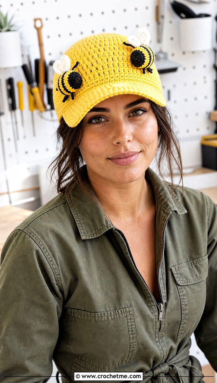 Bee Amigurumi Baseball Cap With Utility Jumpsuit - 25 amigurumi baseball cap outfit ideas