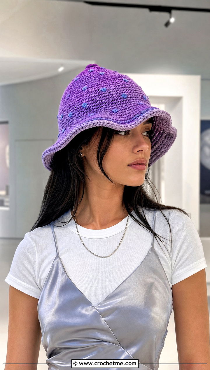 Bell Shaped Mushroom Crochet Cap With Slip Dress - 20 Mushroom Crochet Cap outfit ideas