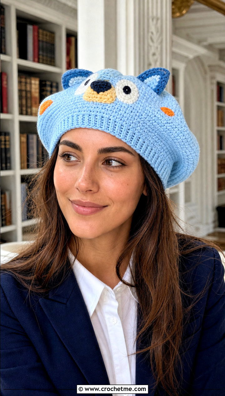 Bingo Crochet Beret Hat With Preppy Blazer - 25 bingo crochet hat outfit ideas