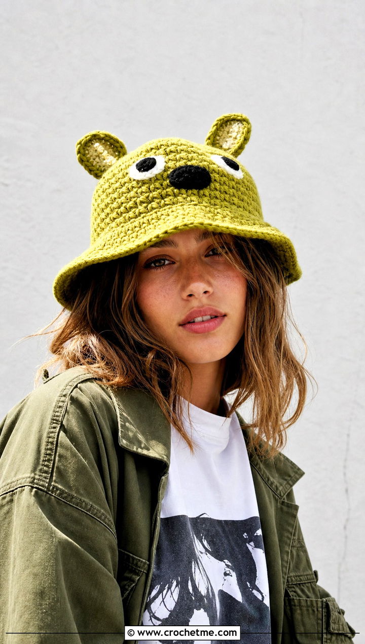 Bingo Crochet Bucket Hat With Cargo Pants - 25 bingo crochet hat outfit ideas