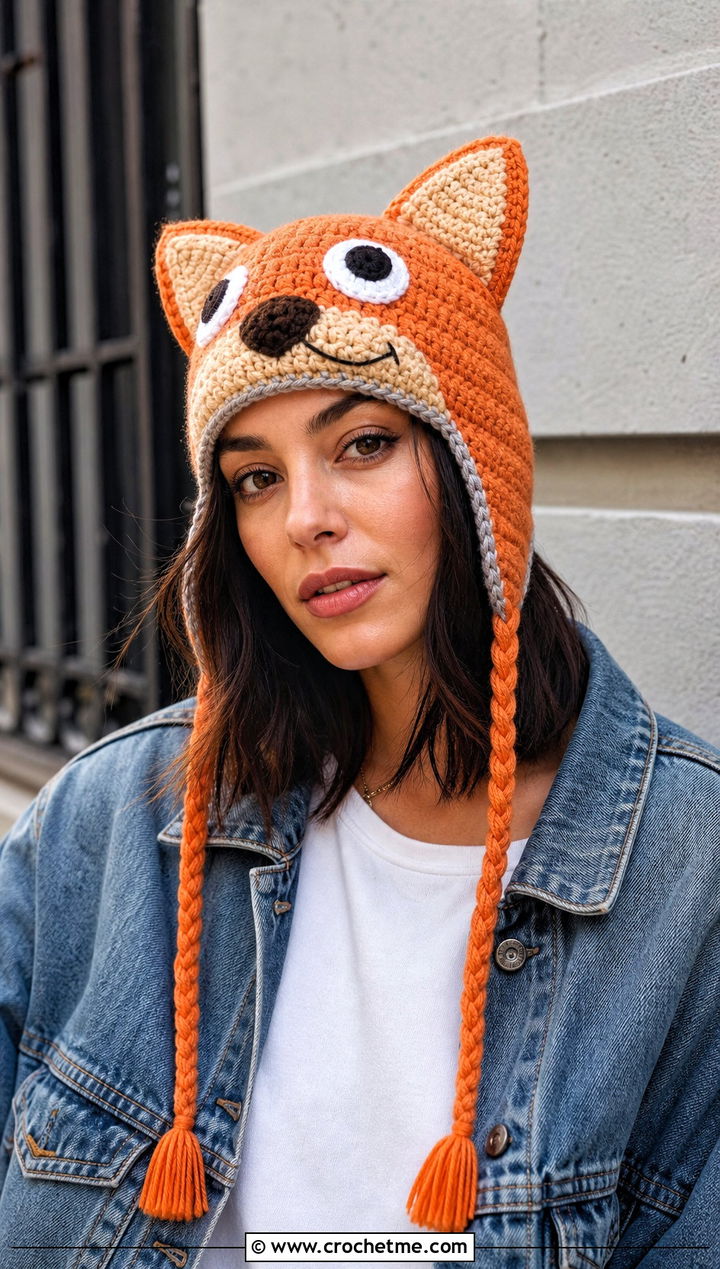 Bingo Crochet Earflap Hat With Denim Jacket - 25 bingo crochet hat outfit ideas