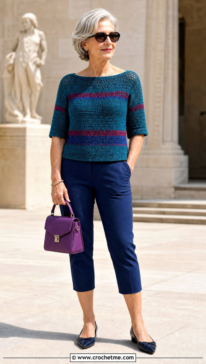 Bisexual Crochet Boat Neck Top With Capri Pants - 25 bisexual crochet top outfit ideas