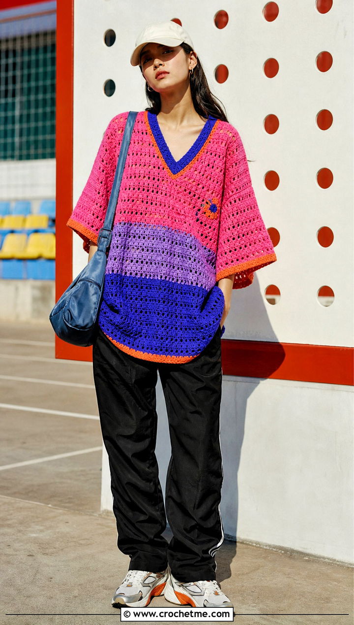 Bisexual Crochet Football Jersey Top With Track Pants - 25 bisexual crochet top outfit ideas
