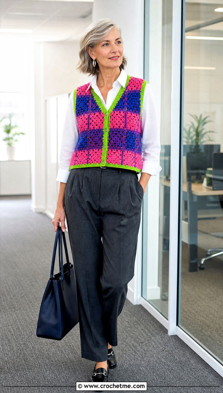 Bisexual Crochet Vest Top With White Button Down Shirt - 25 bisexual crochet top outfit ideas