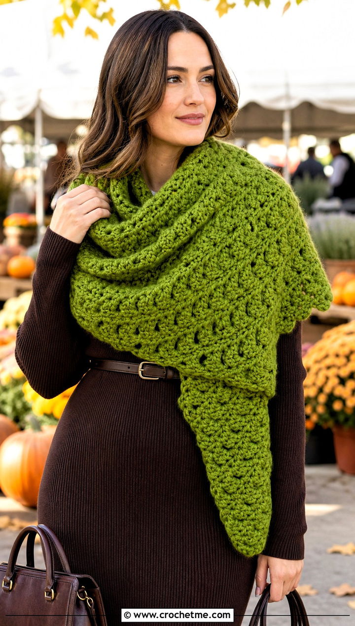 Blanket Crochet Fall Scarf With Sweater Dress - 15 Crochet Fall Scarf outfit ideas