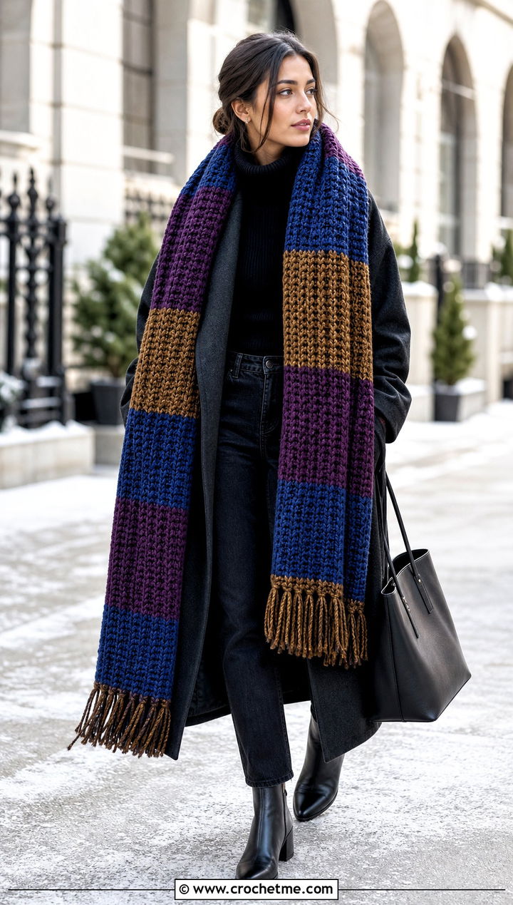 Blanket Crochet Ravenclaw Scarf With Long Coat - 35 crochet ravenclaw scarf outfit ideas
