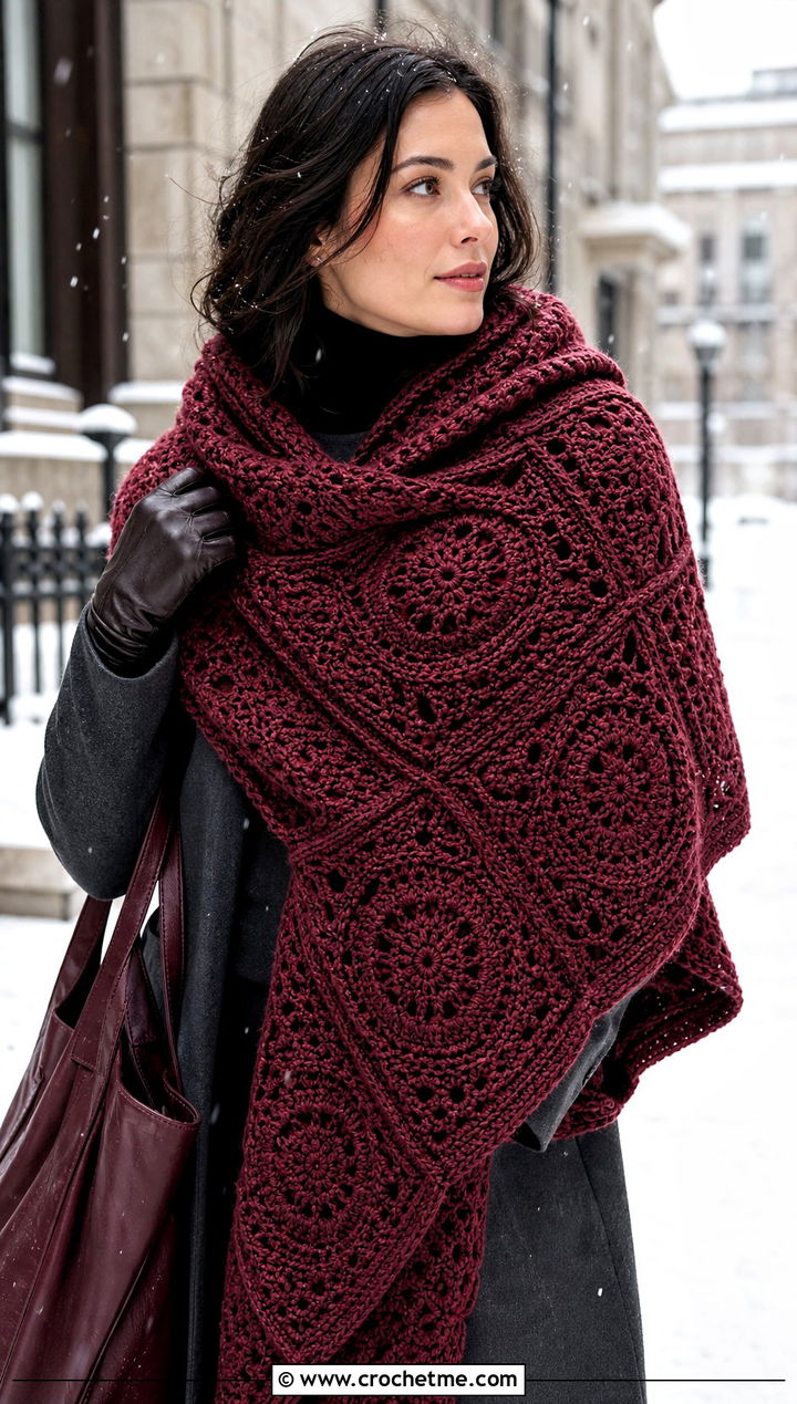 Blanket Red Crochet Scarf With Wool Coat - 25 taylor swift red crochet scarf outfit ideas