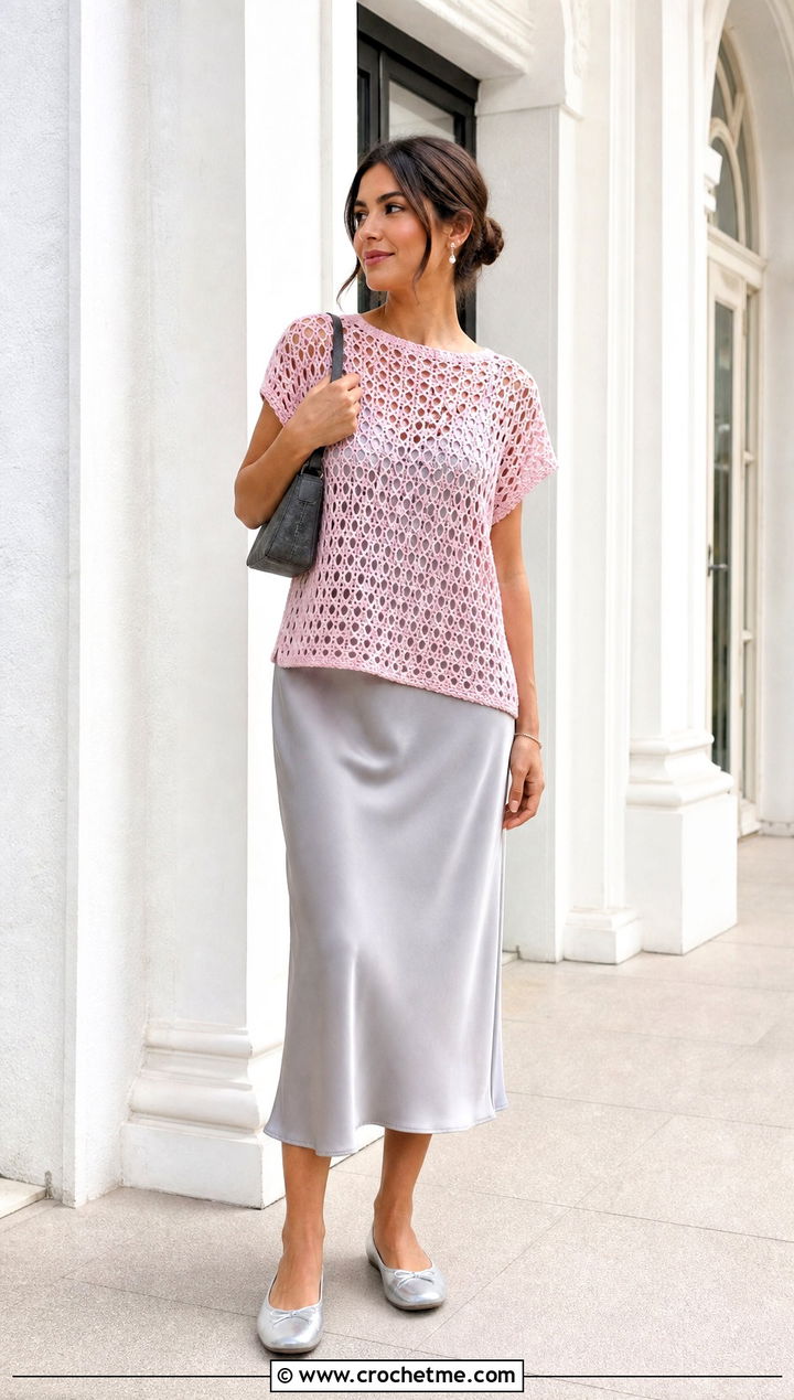 Blue Sky Crochet Tee Over A Slip Dress - 15 blue sky crochet tee outfit ideas