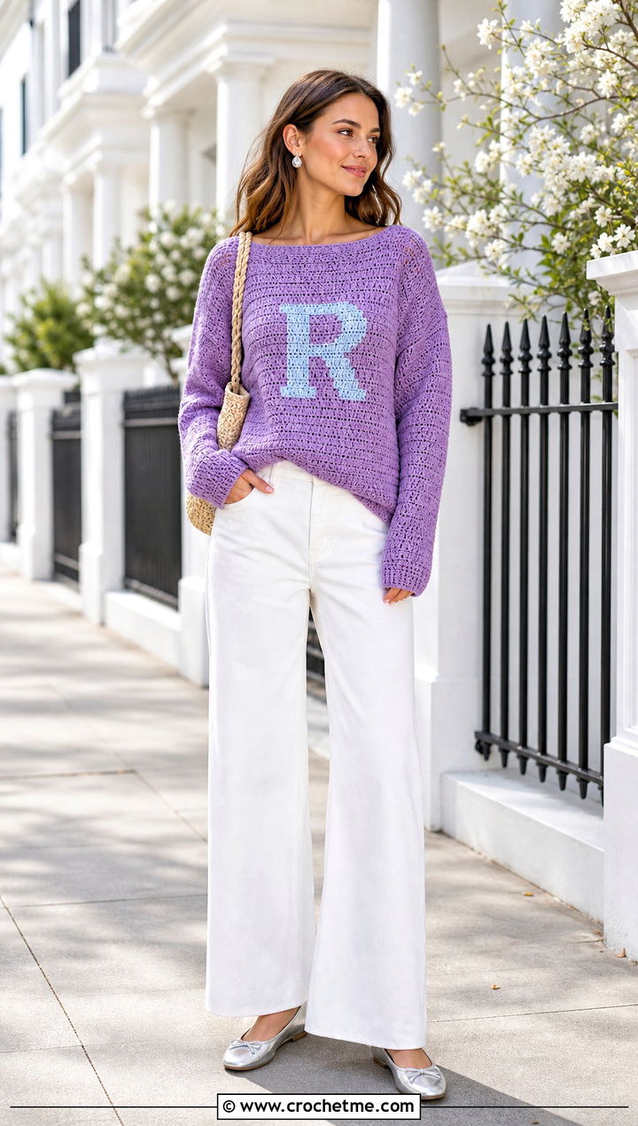 Boat Neck Crochet Ron Weasley Sweater With White Jeans - 25 Crochet Ron Weasley Sweater outfit ideas