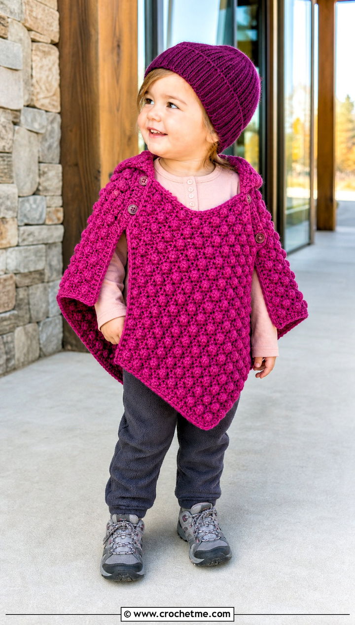 Bobble Stitch Crochet Carseat Poncho With Fleece Pants - 25 Crochet Carseat Poncho outfit ideas
