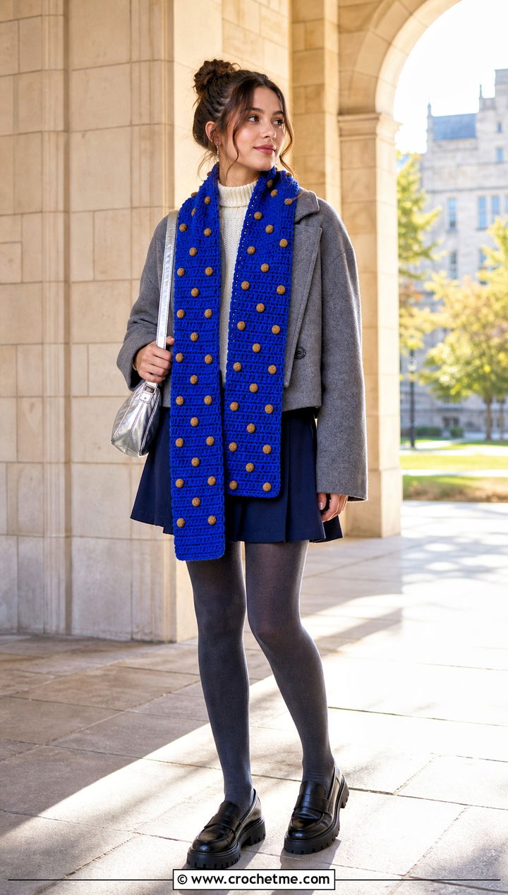 Bobble Stitch Crochet Ravenclaw Scarf With Mini Skirt - 35 crochet ravenclaw scarf outfit ideas