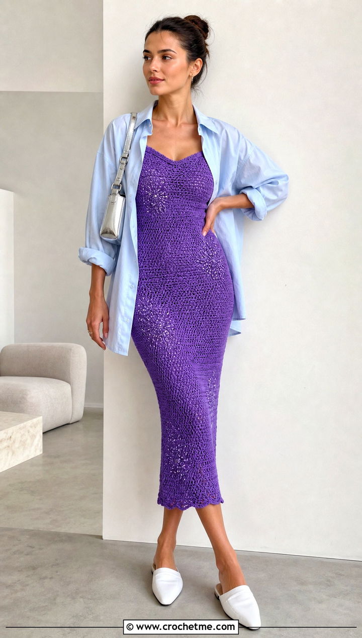 Bodycon Crochet Elsa Dress With Oversized Shirt - 30 crochet elsa dress outfit ideas