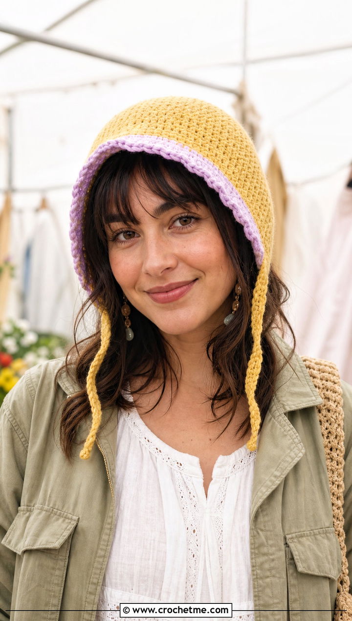 Bonnet Crewmate Hat With Prairie Blouse - 20 Among Us Crochet Hat outfit ideas