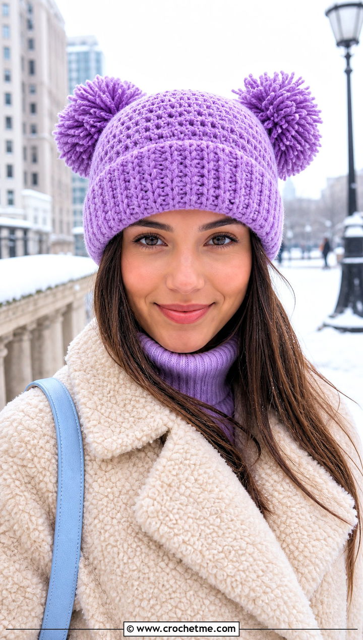 Boo Pom Pom Crochet Hat With Teddy Coat - 25 Monsters Inc Crochet Hat outfit ideas