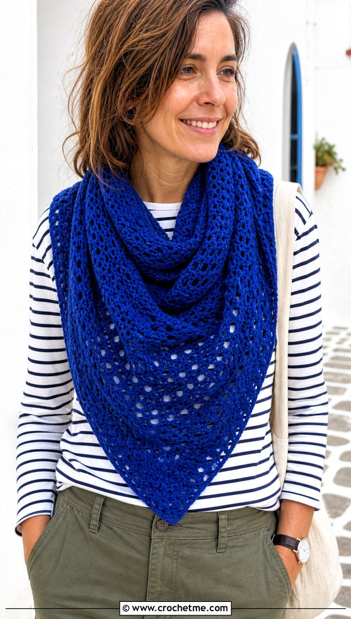 Boomerang Crochet Shawl With Utility Pants - 20 Crochet Shawl Worsted Weight Yarn outfit ideas